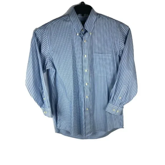 Kirkland Signature | Shirts | Kirkland Mens 55 Green Blue Purple Strip Long  Sleeve Cotton Button Shirt A67 | Poshmark